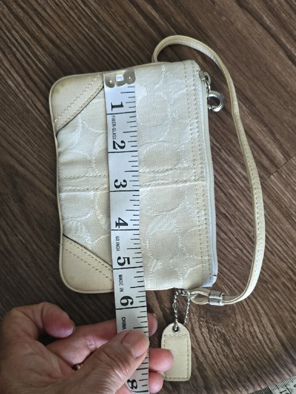 Coach Cream Signature Wristlet Clutch